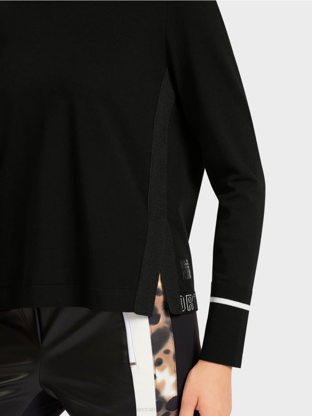 pulover \"rethink together\" cu fanta Marc Cain alb-negru îmbrăcăminte 4826HH1182