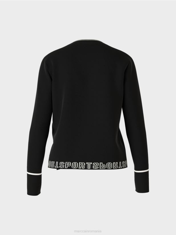 pulover \"rethink together\" cu fanta Marc Cain alb-negru îmbrăcăminte 4826HH1182