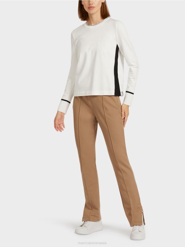 pulover "rethink together" cu fanta Marc Cain aproape alb îmbrăcăminte 4826HH1175