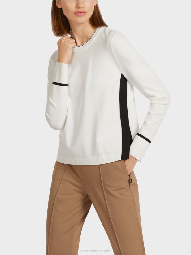 pulover \"rethink together\" cu fanta Marc Cain aproape alb îmbrăcăminte 4826HH1175