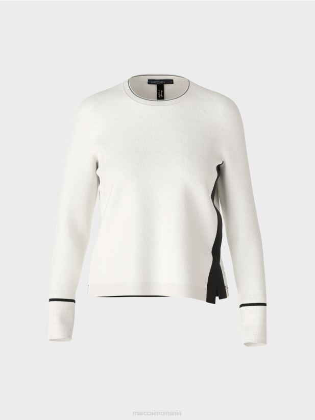 pulover \"rethink together\" cu fanta Marc Cain aproape alb îmbrăcăminte 4826HH1175