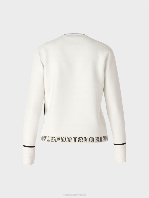 pulover \"rethink together\" cu fanta Marc Cain aproape alb îmbrăcăminte 4826HH1175