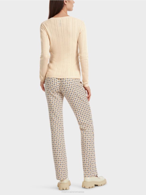 pulover „rethink together” cu gât rotund Marc Cain crema inchisa îmbrăcăminte 4826HH1087