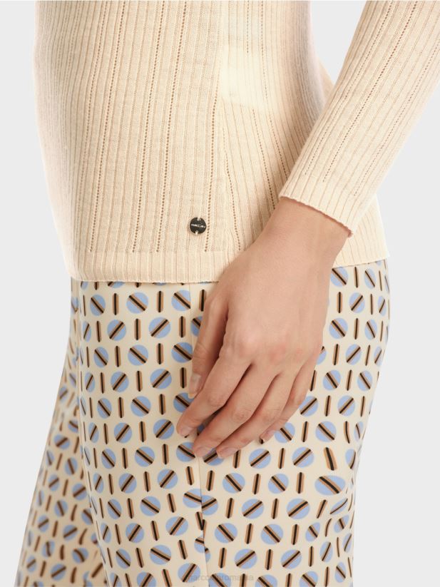 pulover „rethink together” cu gât rotund Marc Cain crema inchisa îmbrăcăminte 4826HH1087