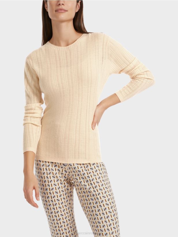 pulover „rethink together” cu gât rotund Marc Cain crema inchisa îmbrăcăminte 4826HH1087