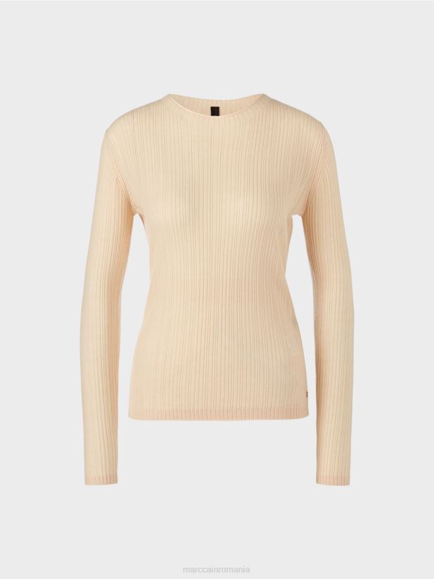 pulover „rethink together” cu gât rotund Marc Cain crema inchisa îmbrăcăminte 4826HH1087