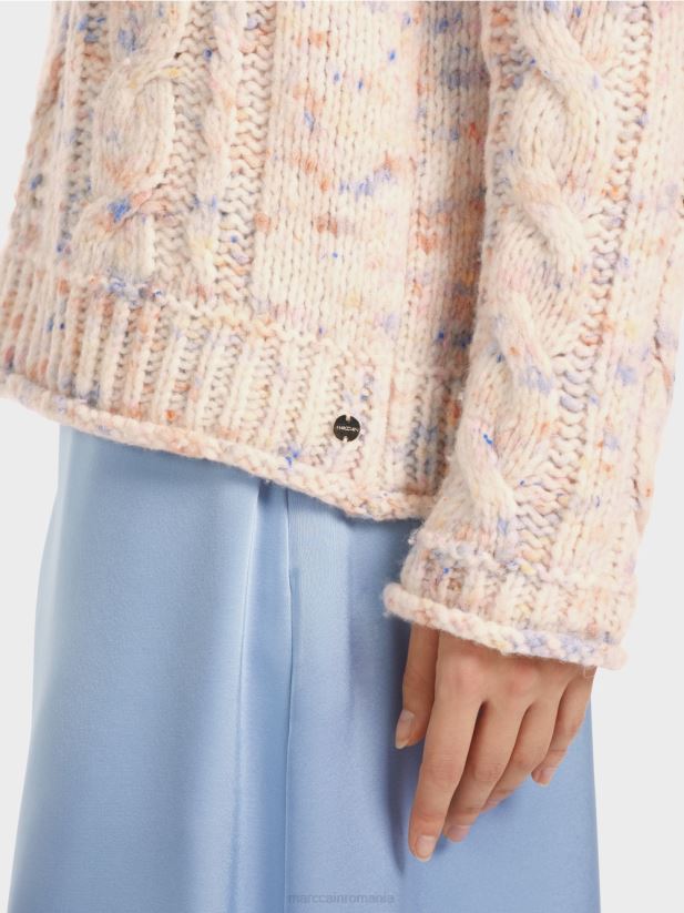 pulover tricot cablu tricotat in germania Marc Cain crema inchisa îmbrăcăminte 4826HH1082
