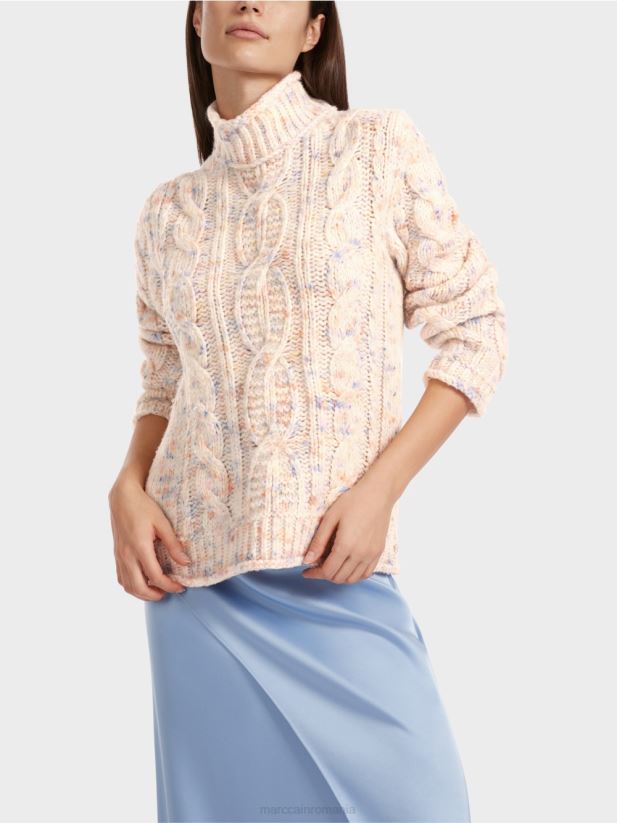 pulover tricot cablu tricotat in germania Marc Cain crema inchisa îmbrăcăminte 4826HH1082