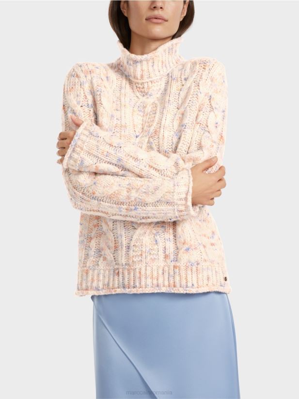 pulover tricot cablu tricotat in germania Marc Cain crema inchisa îmbrăcăminte 4826HH1082
