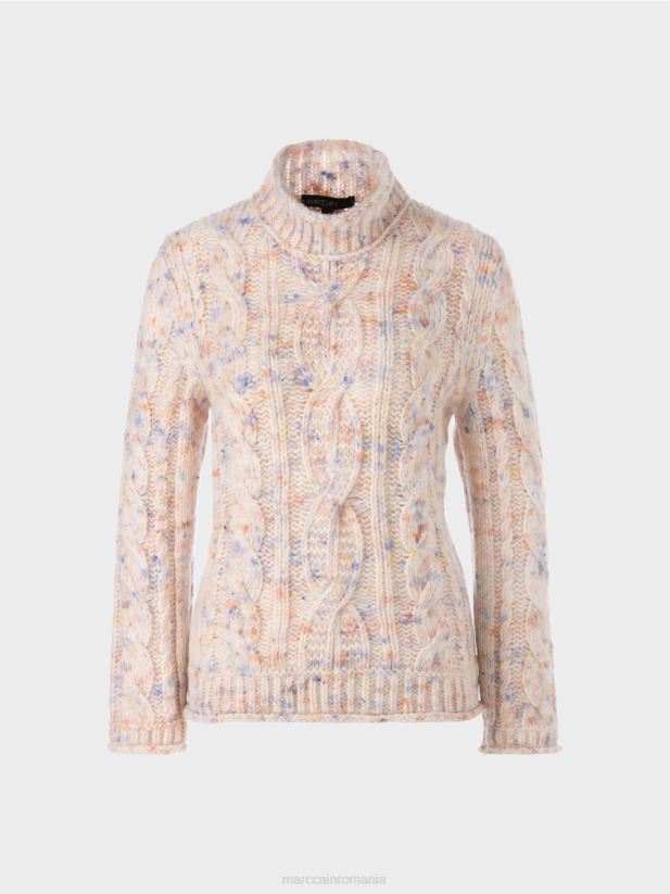 pulover tricot cablu tricotat in germania Marc Cain crema inchisa îmbrăcăminte 4826HH1082