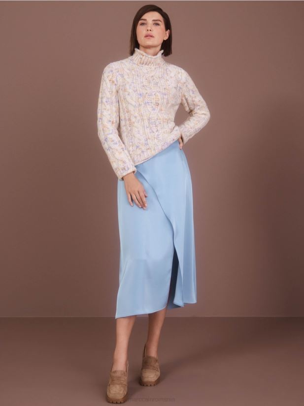 pulover tricot cablu tricotat in germania Marc Cain crema inchisa îmbrăcăminte 4826HH1082