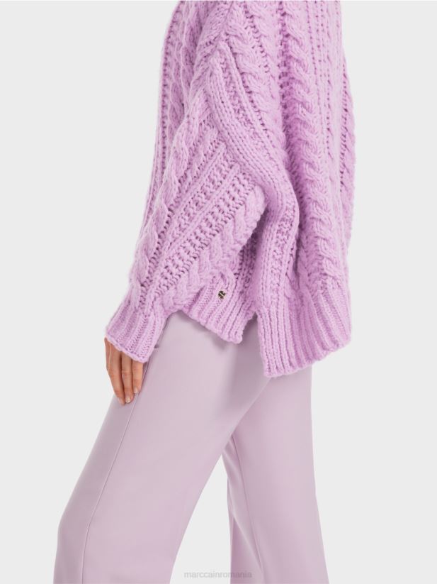 pulover tricot cablu tricotat in germania Marc Cain lavandă strălucitoare îmbrăcăminte 4826HH1041