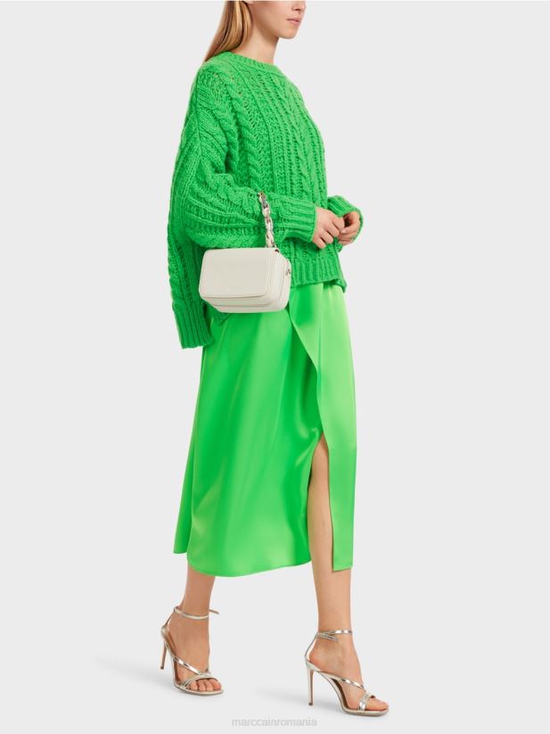 pulover tricot cablu tricotat in germania Marc Cain verde măr închis îmbrăcăminte 4826HH1039
