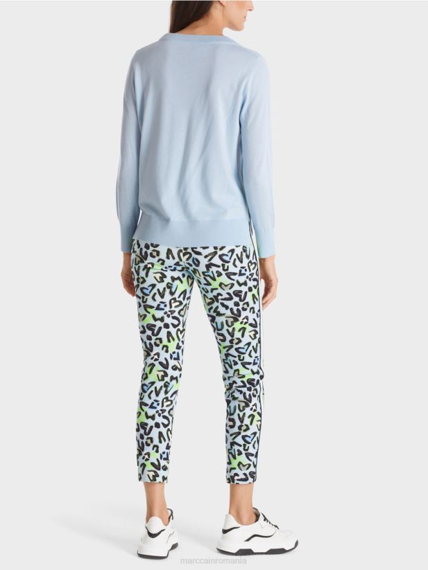 pulover tricotat fin „regândiți împreună”. Marc Cain albastru pudra moale îmbrăcăminte 4826HH1098