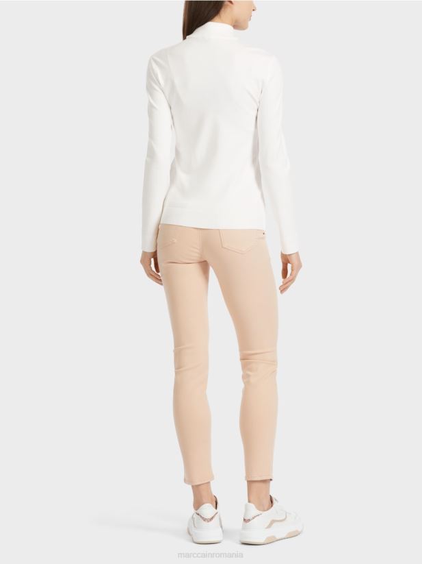 pulover tricotat fin „regândiți împreună”. Marc Cain aproape alb îmbrăcăminte 4826HH1076