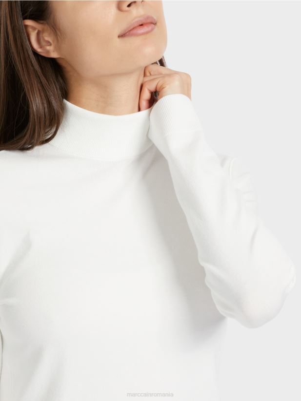 pulover tricotat fin „regândiți împreună”. Marc Cain aproape alb îmbrăcăminte 4826HH1076