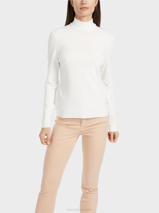 pulover tricotat fin „regândiți împreună”. Marc Cain aproape alb îmbrăcăminte 4826HH1076