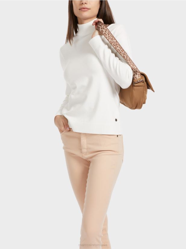 pulover tricotat fin „regândiți împreună”. Marc Cain aproape alb îmbrăcăminte 4826HH1076