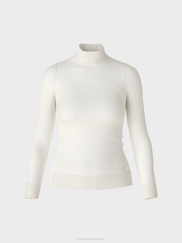 pulover tricotat fin „regândiți împreună”. Marc Cain aproape alb îmbrăcăminte 4826HH1076