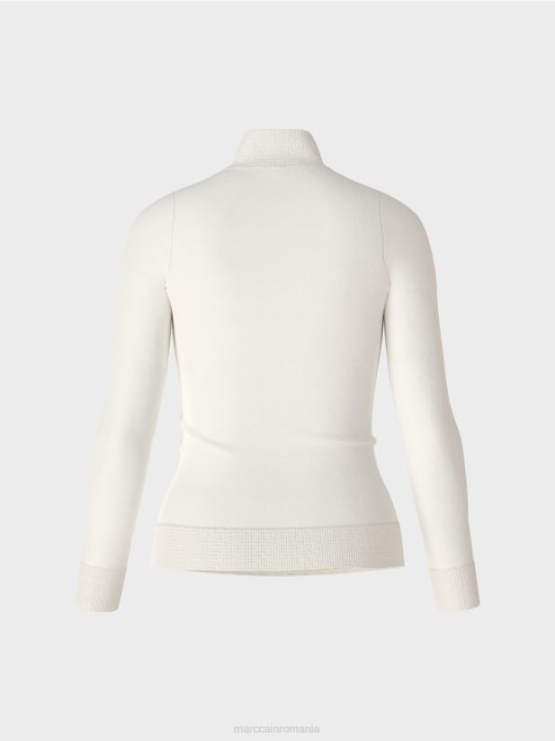 pulover tricotat fin „regândiți împreună”. Marc Cain aproape alb îmbrăcăminte 4826HH1076
