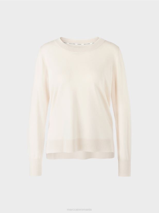 pulover tricotat fin „regândiți împreună”. Marc Cain aproape alb îmbrăcăminte 4826HH1102