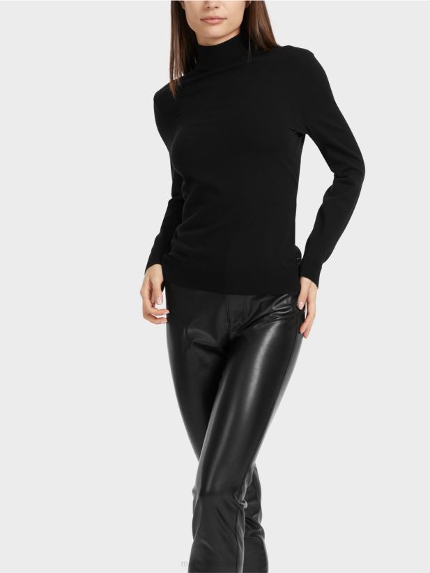 pulover tricotat fin „regândiți împreună”. Marc Cain negru îmbrăcăminte 4826HH1077