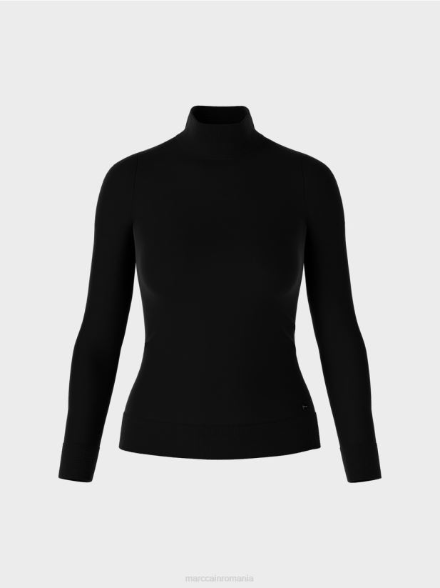 pulover tricotat fin „regândiți împreună”. Marc Cain negru îmbrăcăminte 4826HH1077