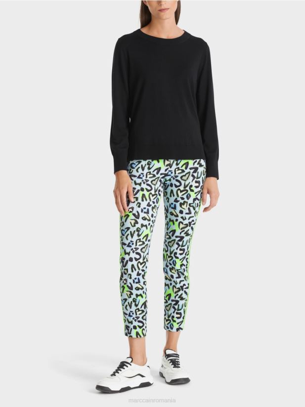 pulover tricotat fin „regândiți împreună”. Marc Cain negru îmbrăcăminte 4826HH1109