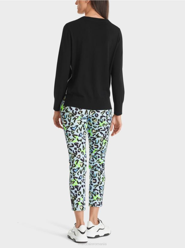 pulover tricotat fin „regândiți împreună”. Marc Cain negru îmbrăcăminte 4826HH1109