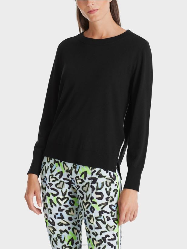 pulover tricotat fin „regândiți împreună”. Marc Cain negru îmbrăcăminte 4826HH1109