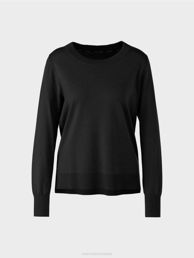 pulover tricotat fin „regândiți împreună”. Marc Cain negru îmbrăcăminte 4826HH1109
