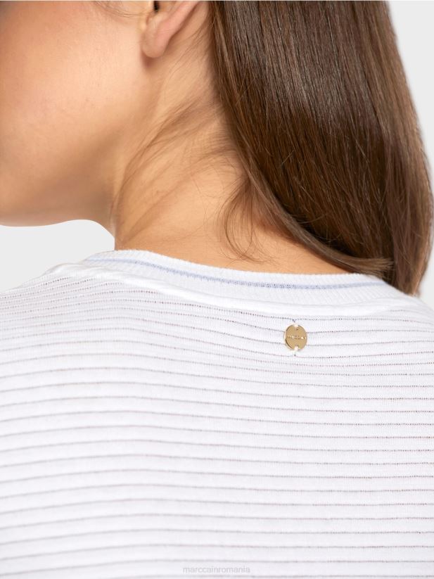 pulover \"tricotat in germania\" Marc Cain albastru pudra deschis îmbrăcăminte 4826HH1159