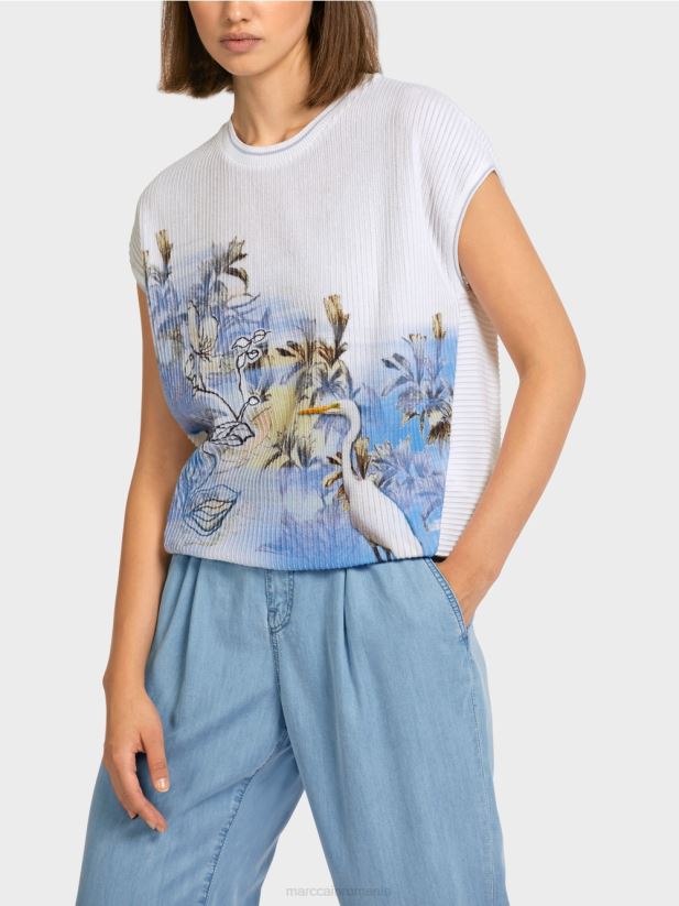 pulover \"tricotat in germania\" Marc Cain albastru pudra deschis îmbrăcăminte 4826HH1159