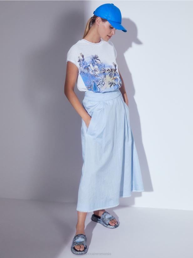 pulover \"tricotat in germania\" Marc Cain albastru pudra deschis îmbrăcăminte 4826HH1159