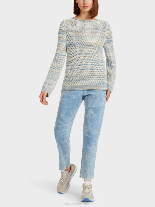 pulover "tricotat in germania" Marc Cain albastru pudra deschis îmbrăcăminte 4826HH1160