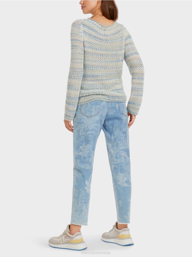 pulover \"tricotat in germania\" Marc Cain albastru pudra deschis îmbrăcăminte 4826HH1160