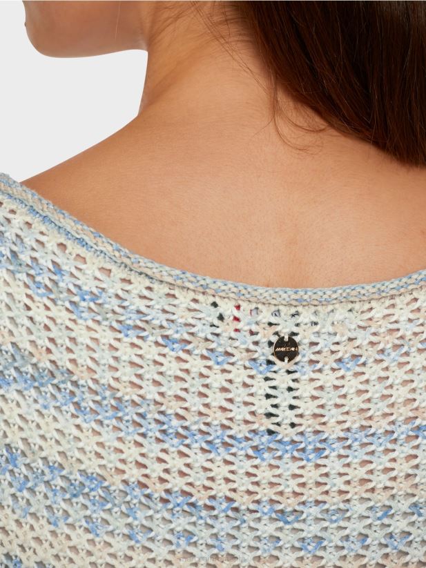 pulover \"tricotat in germania\" Marc Cain albastru pudra deschis îmbrăcăminte 4826HH1160