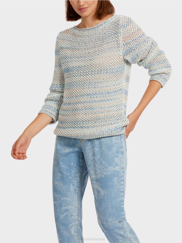 pulover \"tricotat in germania\" Marc Cain albastru pudra deschis îmbrăcăminte 4826HH1160