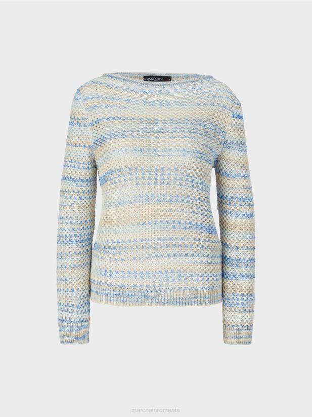 pulover \"tricotat in germania\" Marc Cain albastru pudra deschis îmbrăcăminte 4826HH1160