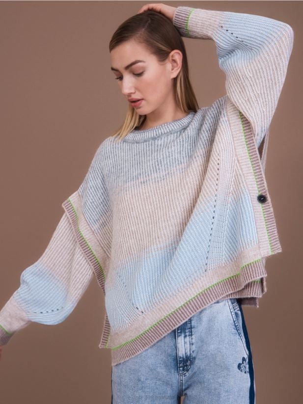 pulover - tricotat in germania Marc Cain albastru pudra moale îmbrăcăminte 4826HH1099