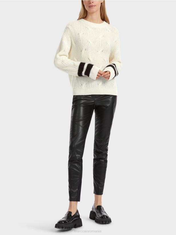 pulover - tricotat in germania Marc Cain aproape alb îmbrăcăminte 4826HH1047