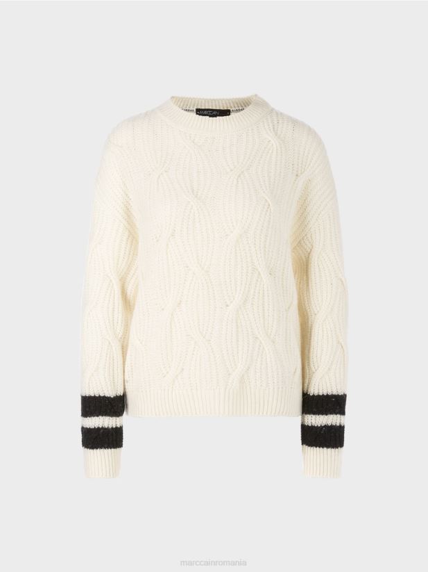 pulover - tricotat in germania Marc Cain aproape alb îmbrăcăminte 4826HH1047