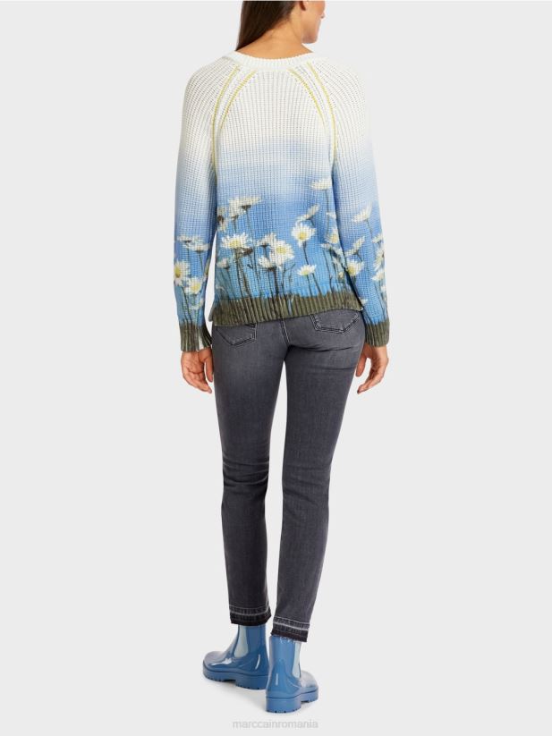 pulover \"tricotat in germania\" Marc Cain azur îmbrăcăminte 4826HH1186