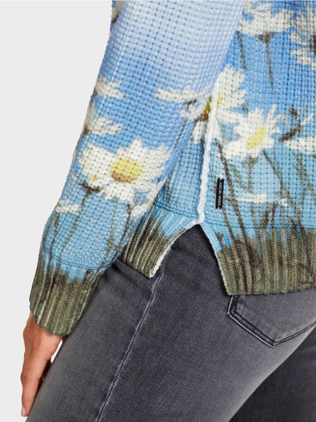 pulover \"tricotat in germania\" Marc Cain azur îmbrăcăminte 4826HH1186