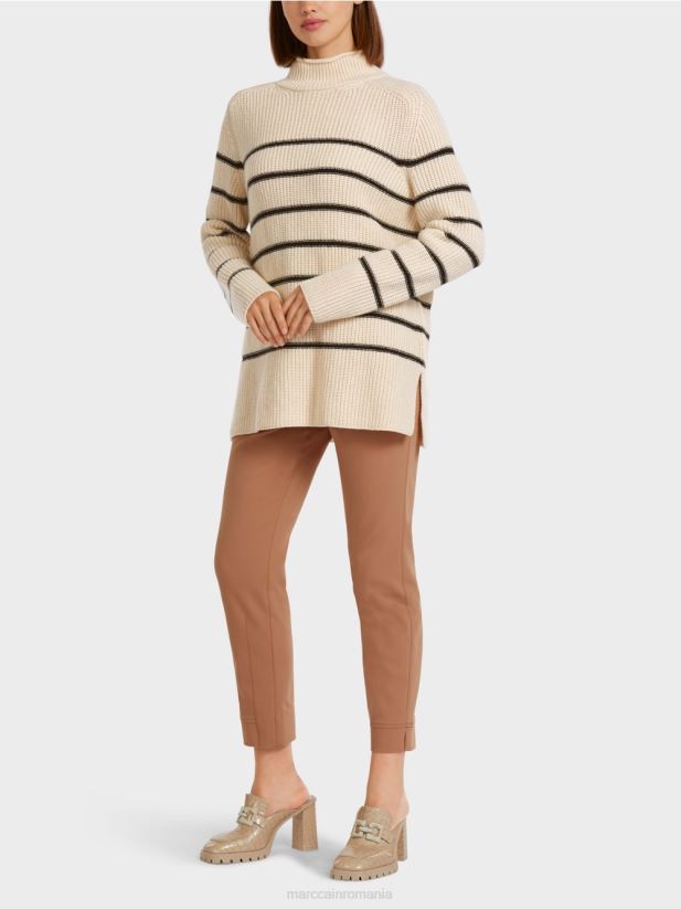 pulover "tricotat in germania" Marc Cain cremă îmbrăcăminte 4826HH1192