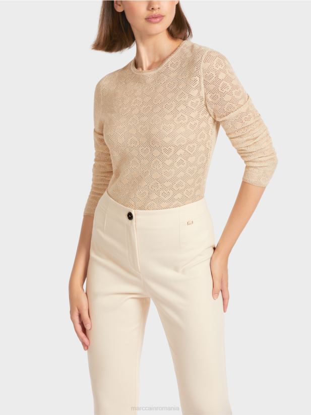 pulover \"tricotat in germania\" Marc Cain cremă îmbrăcăminte 4826HH1195