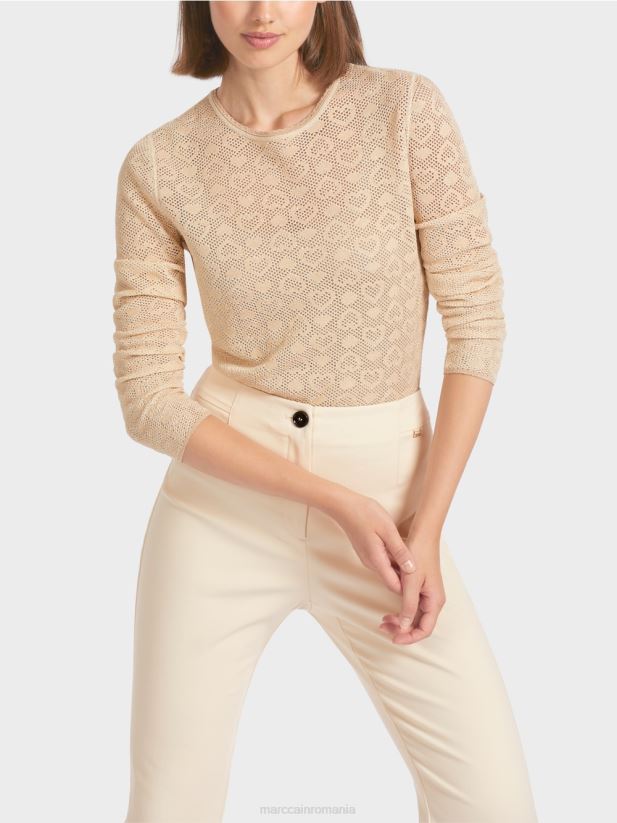 pulover \"tricotat in germania\" Marc Cain cremă îmbrăcăminte 4826HH1195
