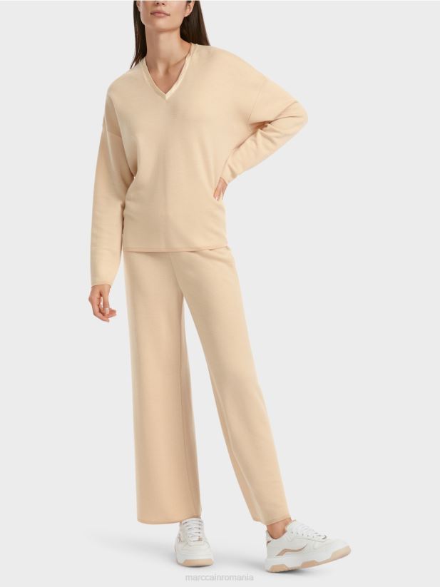 pulover - tricotat in germania Marc Cain crema inchisa îmbrăcăminte 4826HH1089