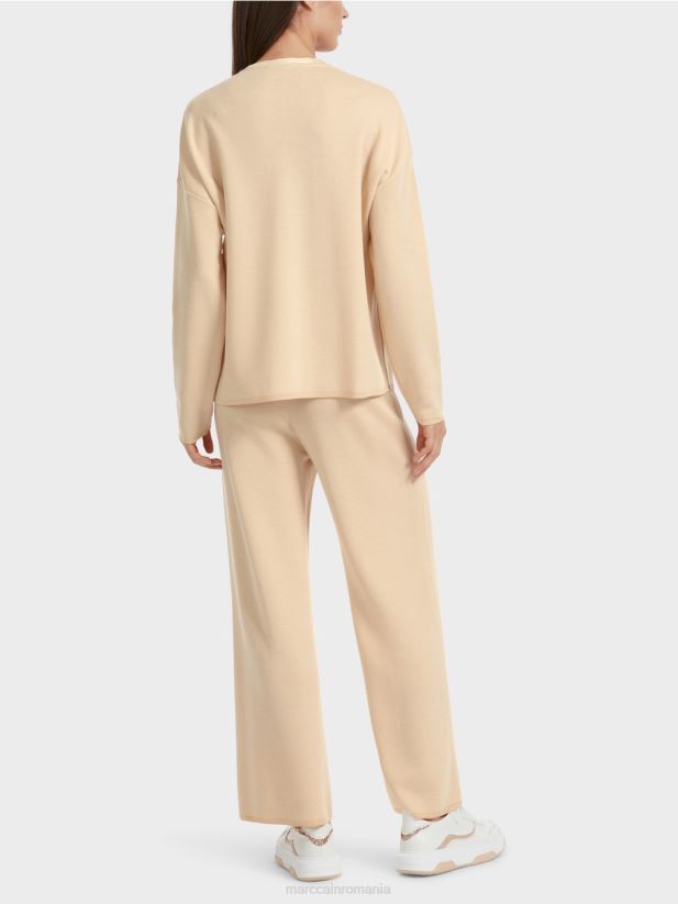 pulover - tricotat in germania Marc Cain crema inchisa îmbrăcăminte 4826HH1089
