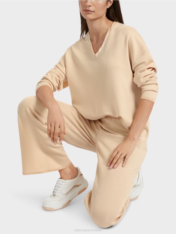 pulover - tricotat in germania Marc Cain crema inchisa îmbrăcăminte 4826HH1089